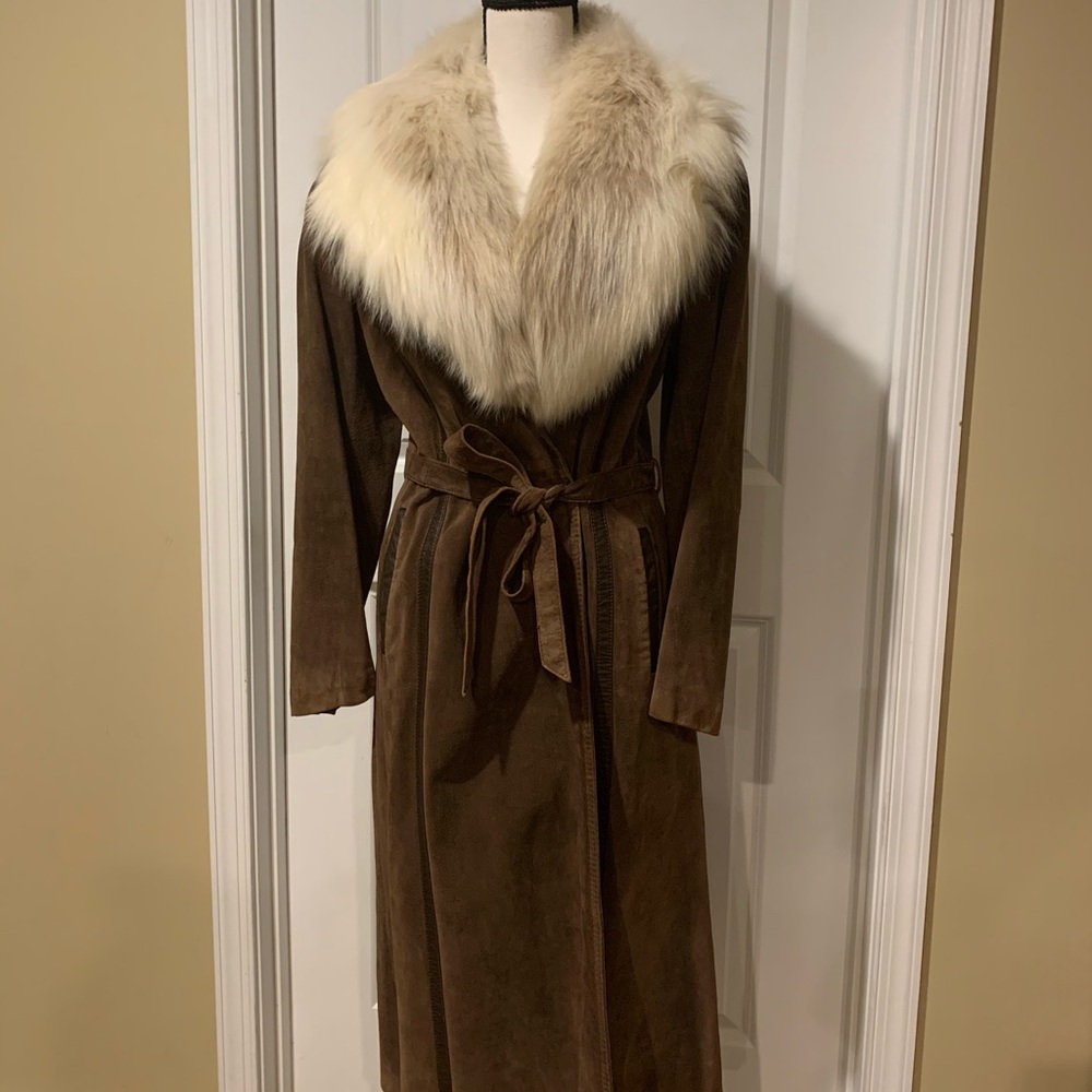 Saks Fifth Ave Women’s Maxi Suede Leather/Fur Coat
